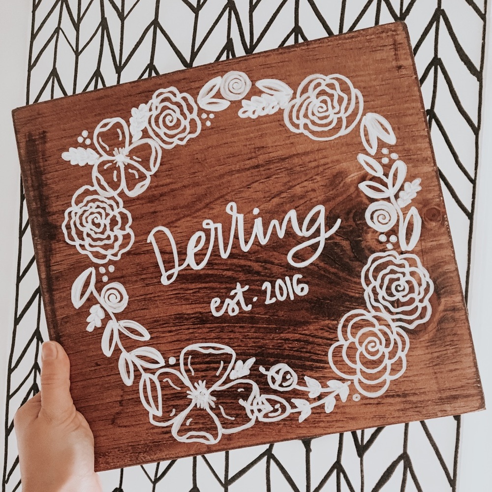 Custom Family Sign Handpainted Floral Frame